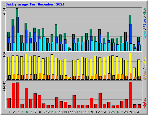 Daily usage for December 2021